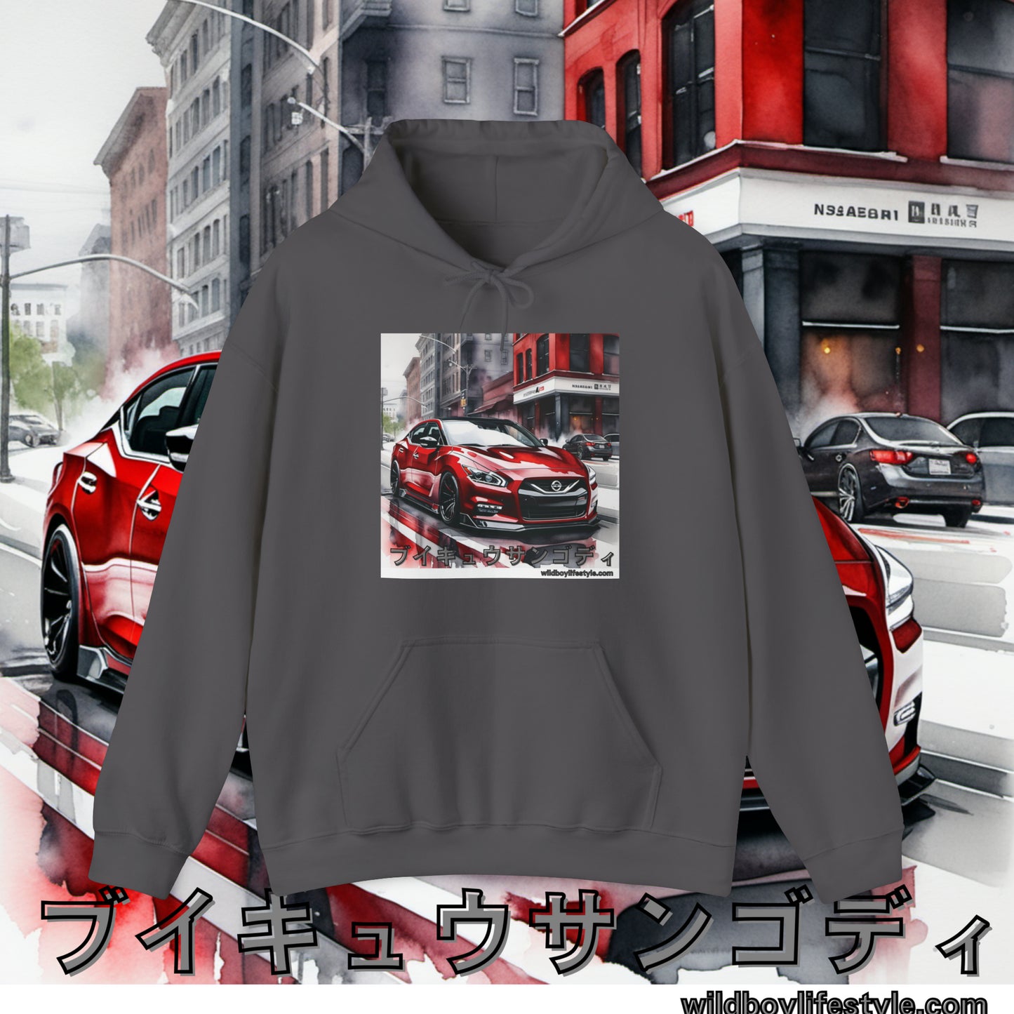 RED 7th GEN MAXIMA in SKETCH CITY - Unisex Heavy Blend™ Hooded Sweatshirt