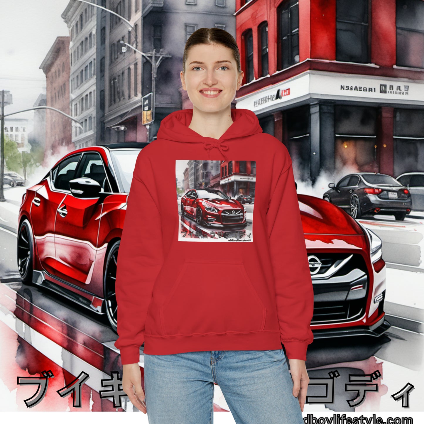 RED 7th GEN MAXIMA in SKETCH CITY - Unisex Heavy Blend™ Hooded Sweatshirt