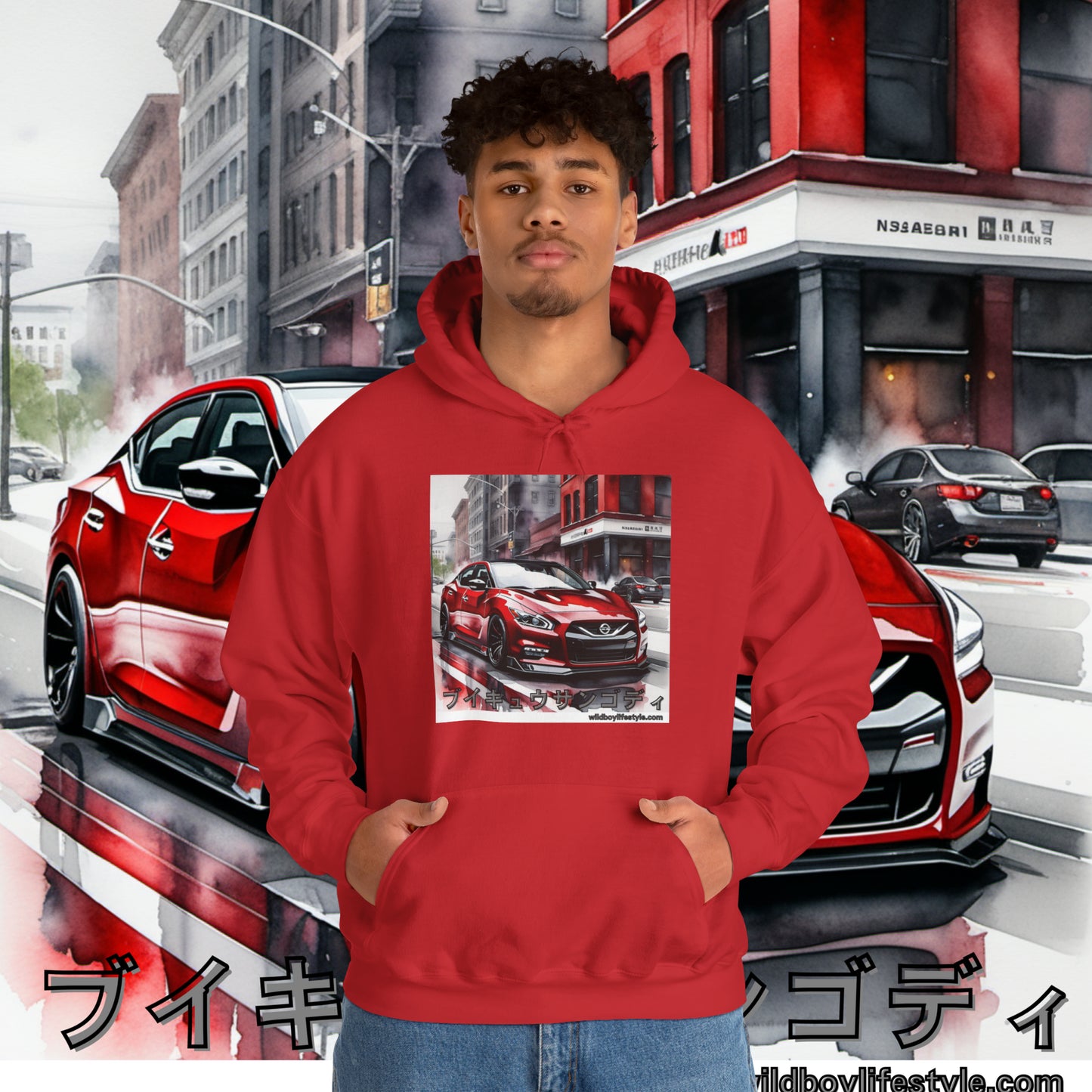 RED 7th GEN MAXIMA in SKETCH CITY - Unisex Heavy Blend™ Hooded Sweatshirt