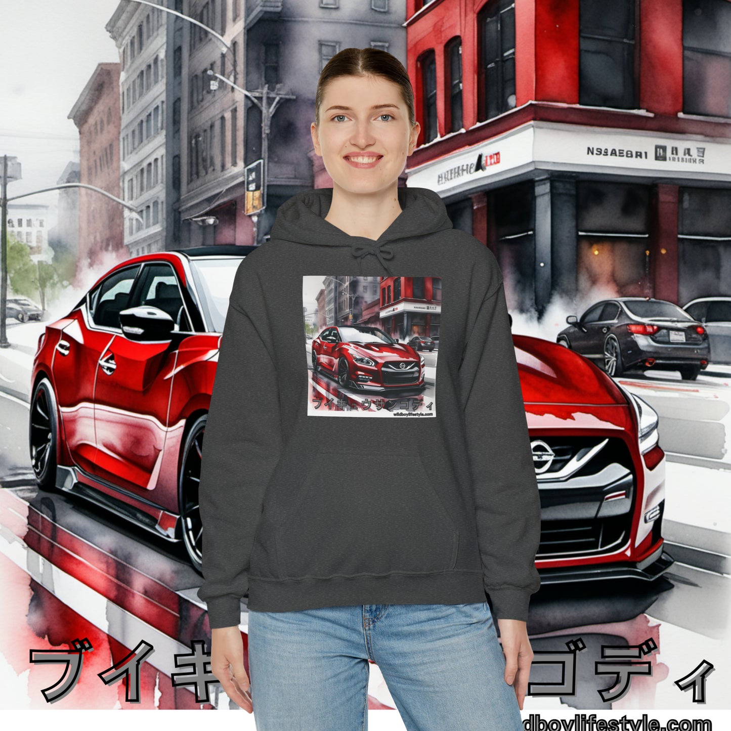 RED 7th GEN MAXIMA in SKETCH CITY - Unisex Heavy Blend™ Hooded Sweatshirt