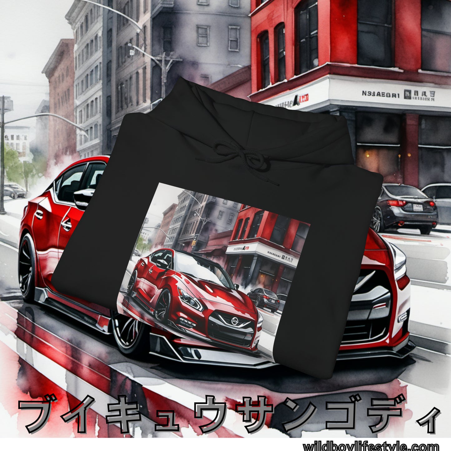 RED 7th GEN MAXIMA in SKETCH CITY - Unisex Heavy Blend™ Hooded Sweatshirt