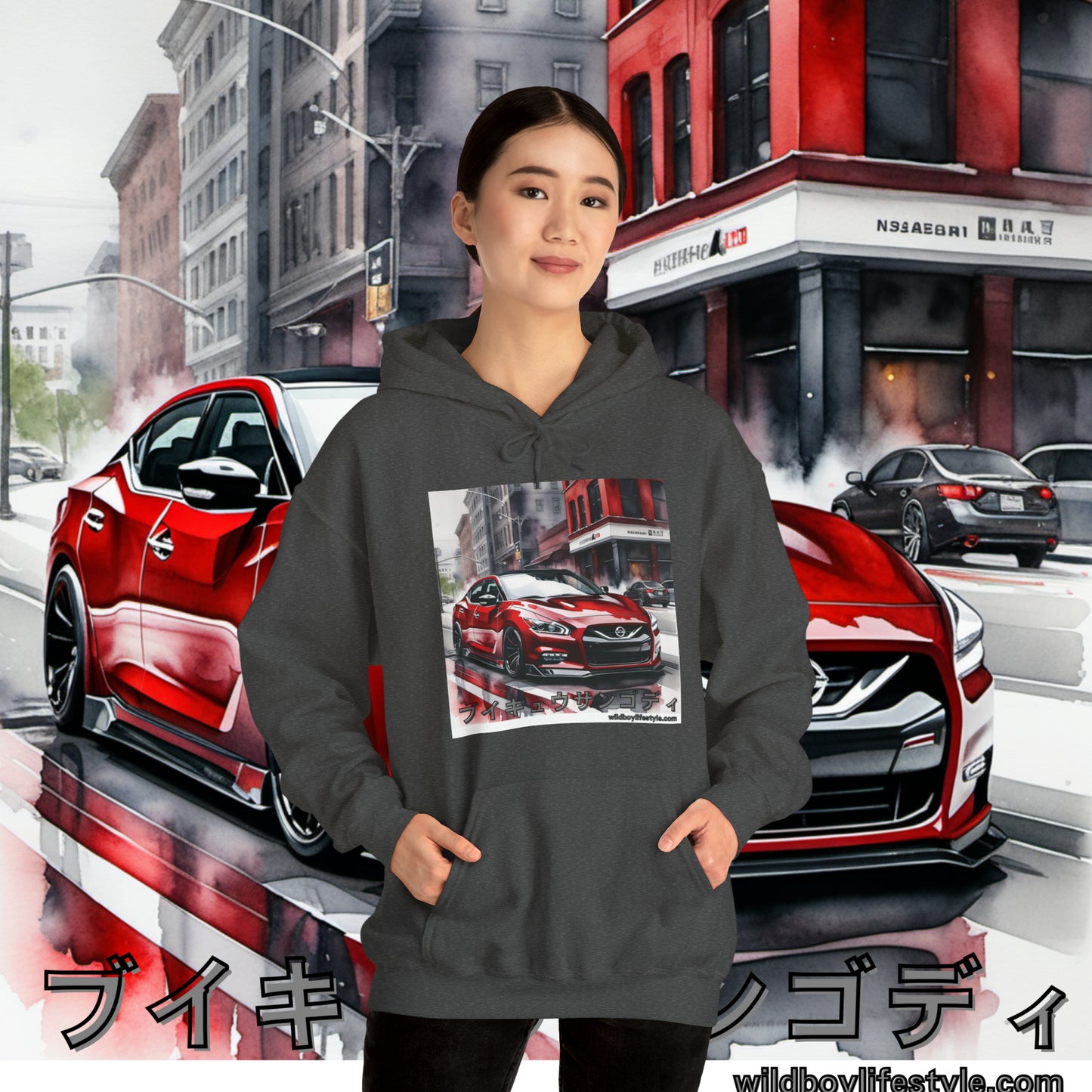 RED 7th GEN MAXIMA in SKETCH CITY - Unisex Heavy Blend™ Hooded Sweatshirt