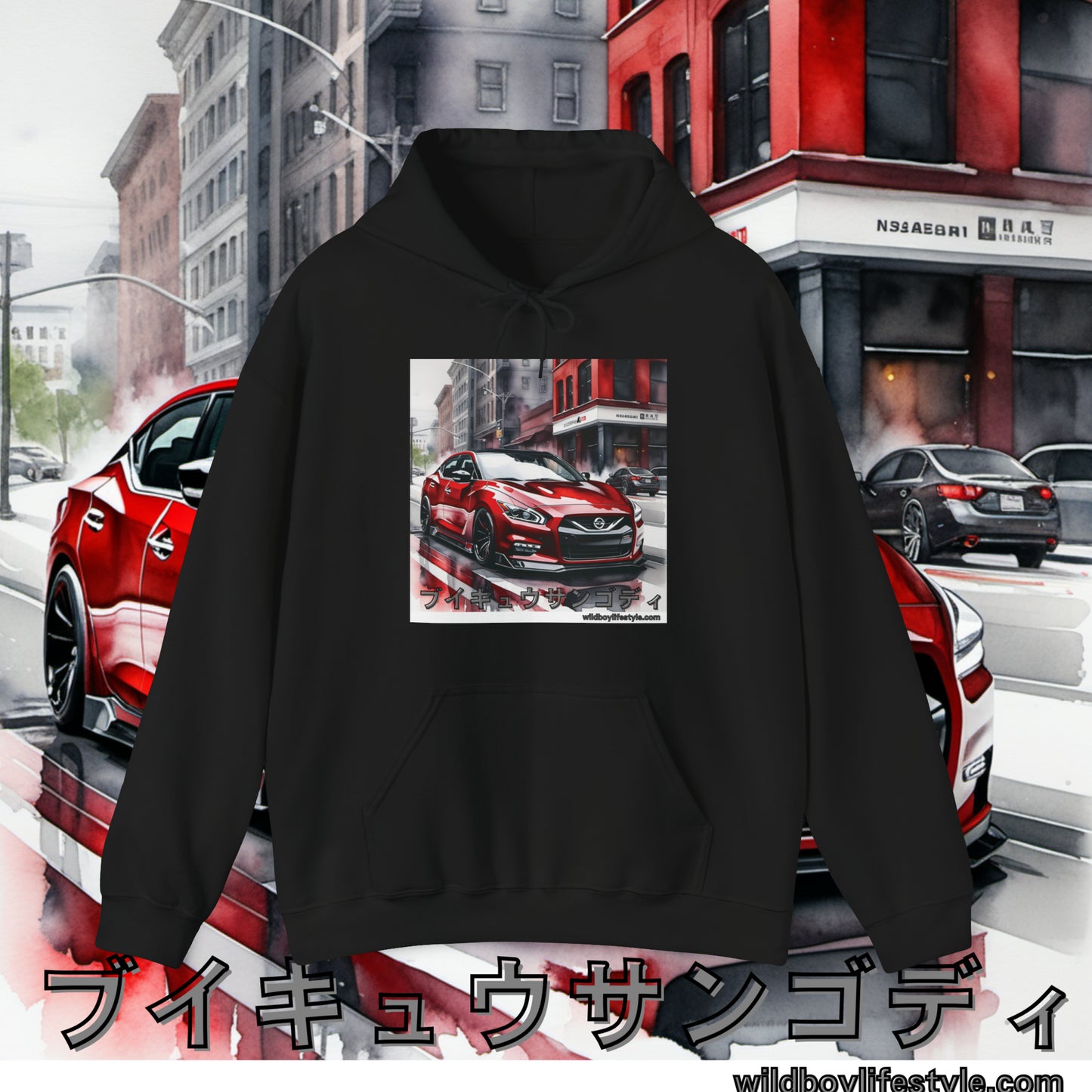 RED 7th GEN MAXIMA in SKETCH CITY - Unisex Heavy Blend™ Hooded Sweatshirt