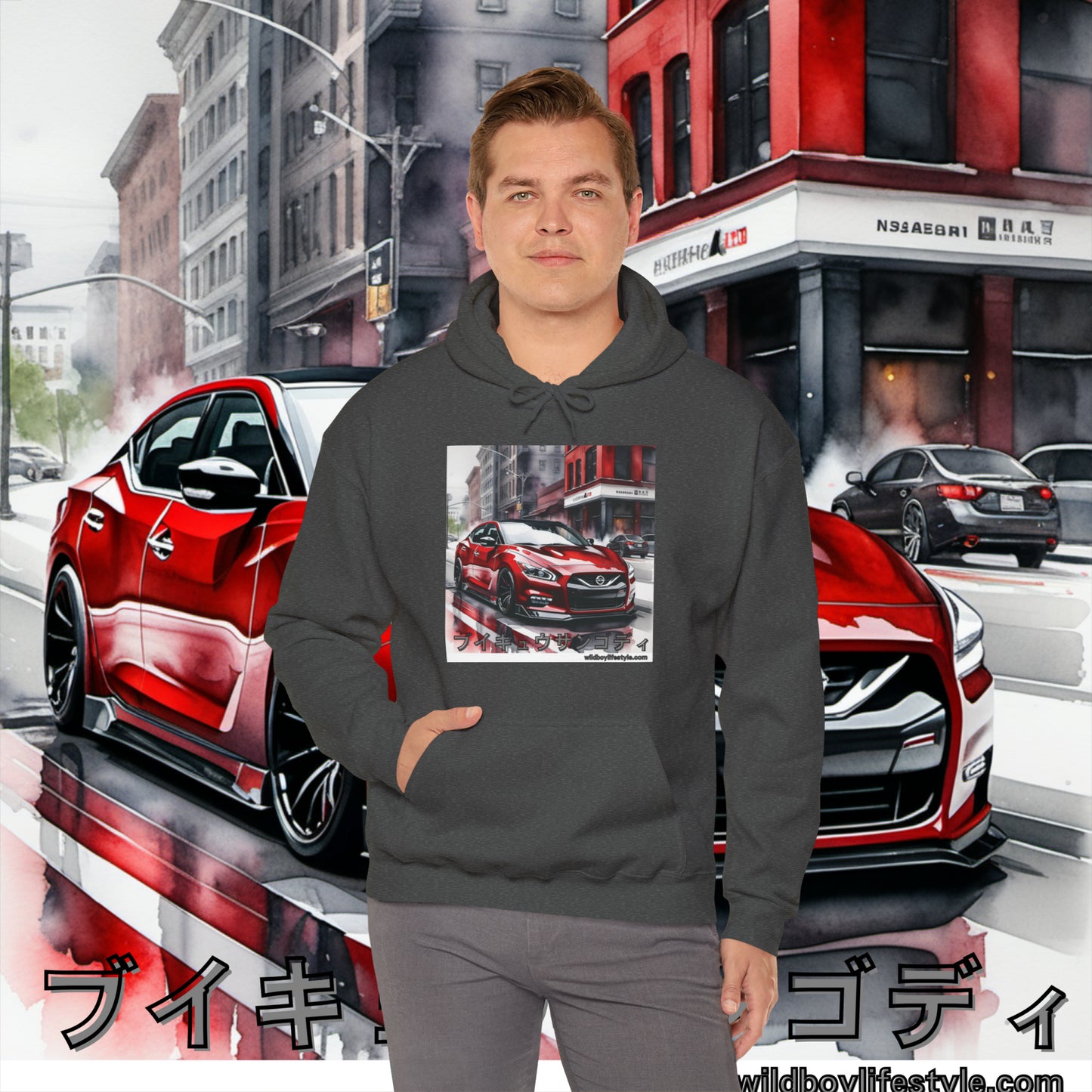 RED 7th GEN MAXIMA in SKETCH CITY - Unisex Heavy Blend™ Hooded Sweatshirt