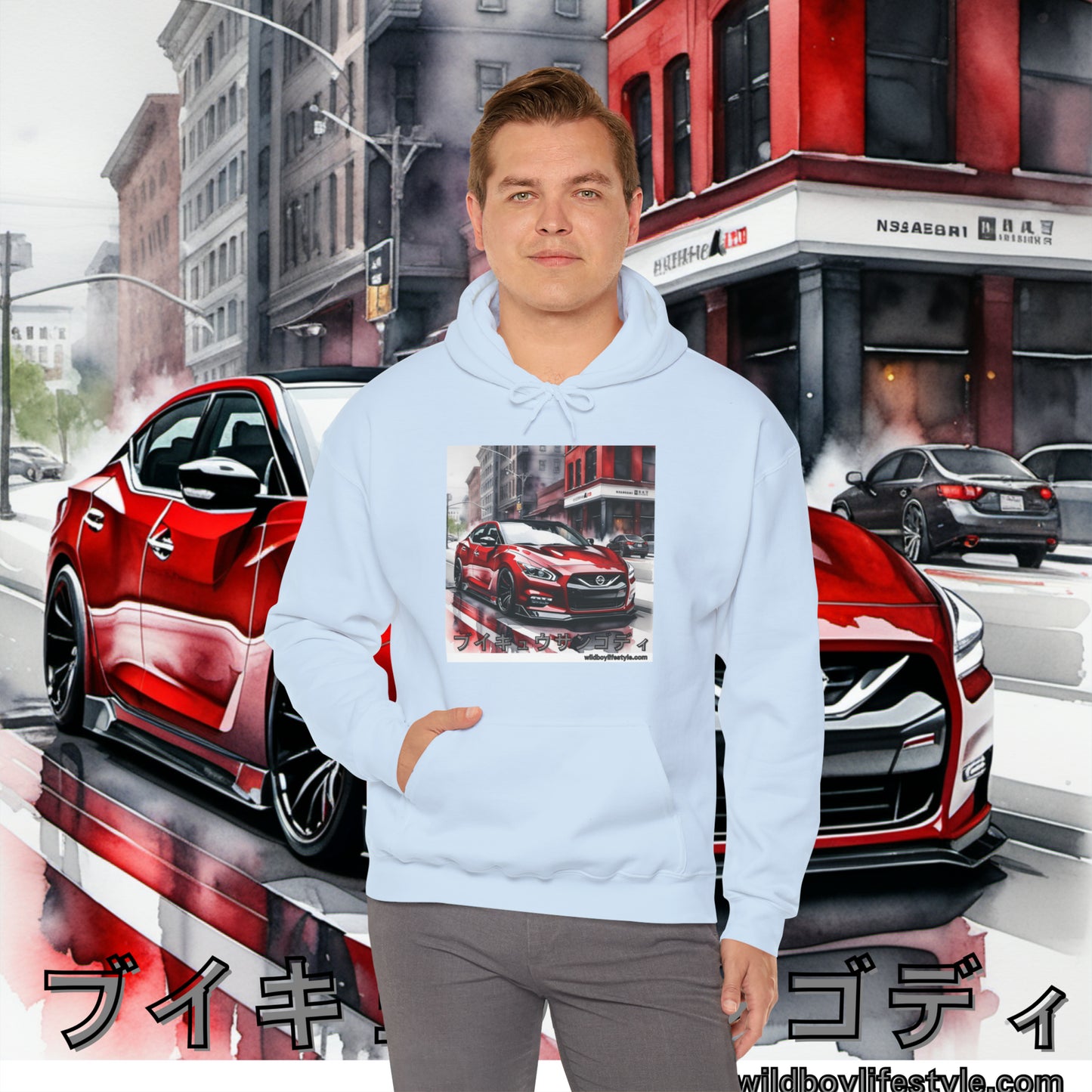 RED 7th GEN MAXIMA in SKETCH CITY - Unisex Heavy Blend™ Hooded Sweatshirt