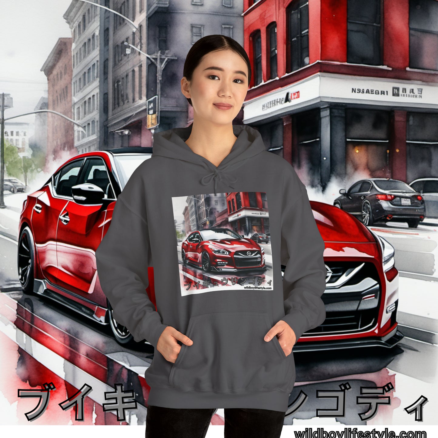 RED 7th GEN MAXIMA in SKETCH CITY - Unisex Heavy Blend™ Hooded Sweatshirt