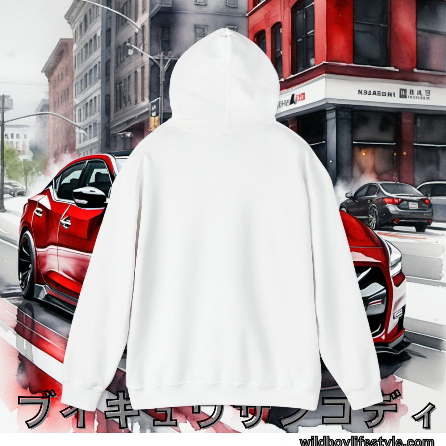 RED 7th GEN MAXIMA in SKETCH CITY - Unisex Heavy Blend™ Hooded Sweatshirt