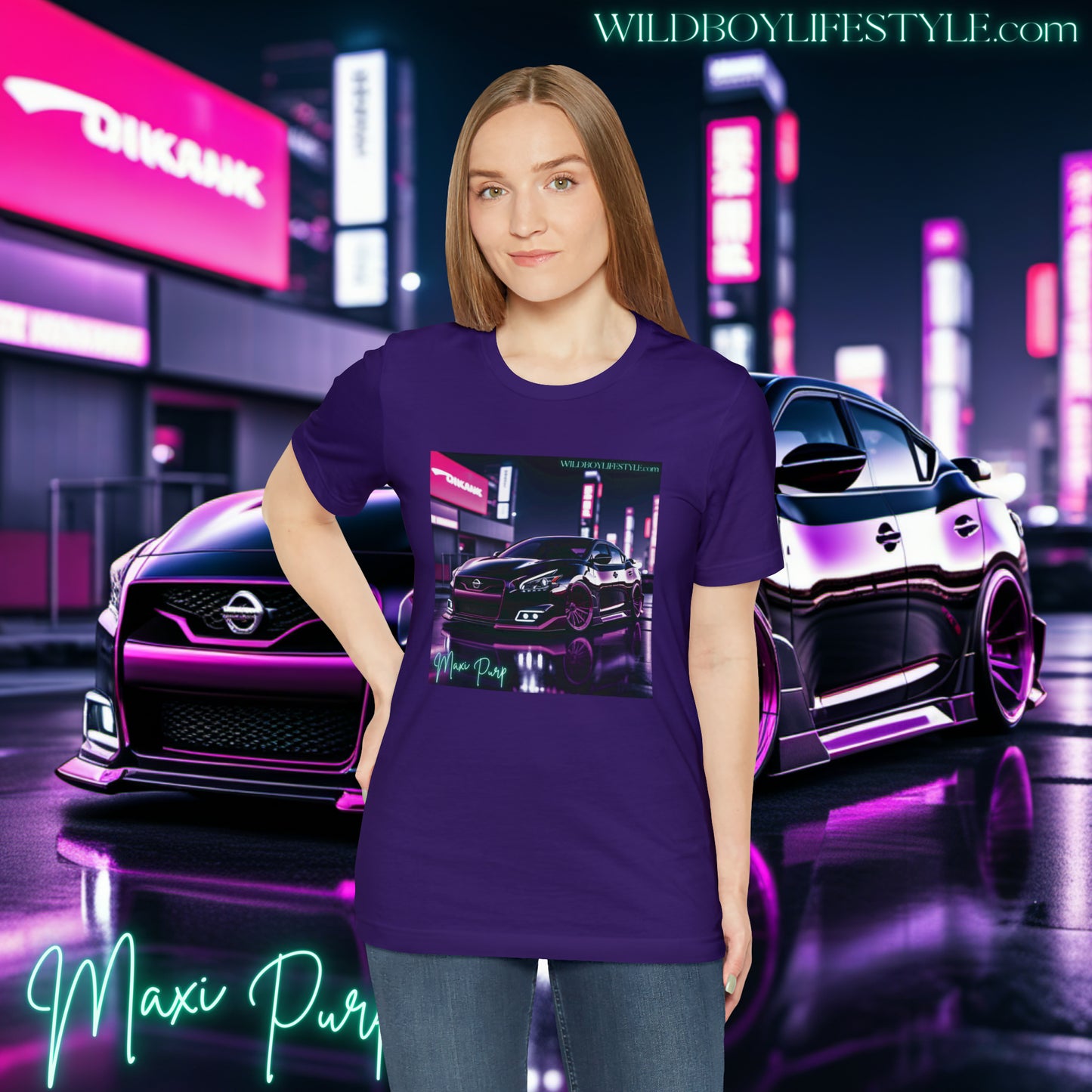 MAXI PURP DOWNTOWN GLOWN - Classic Unisex Jersey Short Sleeve Tee