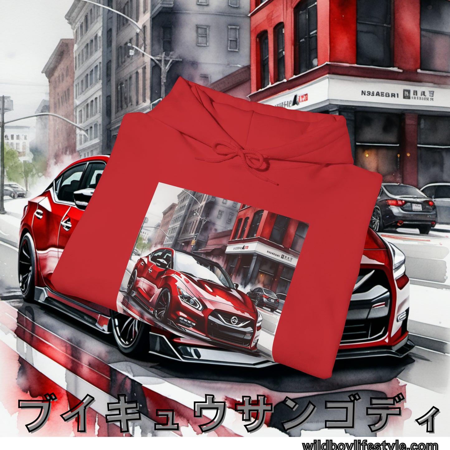 RED 7th GEN MAXIMA in SKETCH CITY - Unisex Heavy Blend™ Hooded Sweatshirt