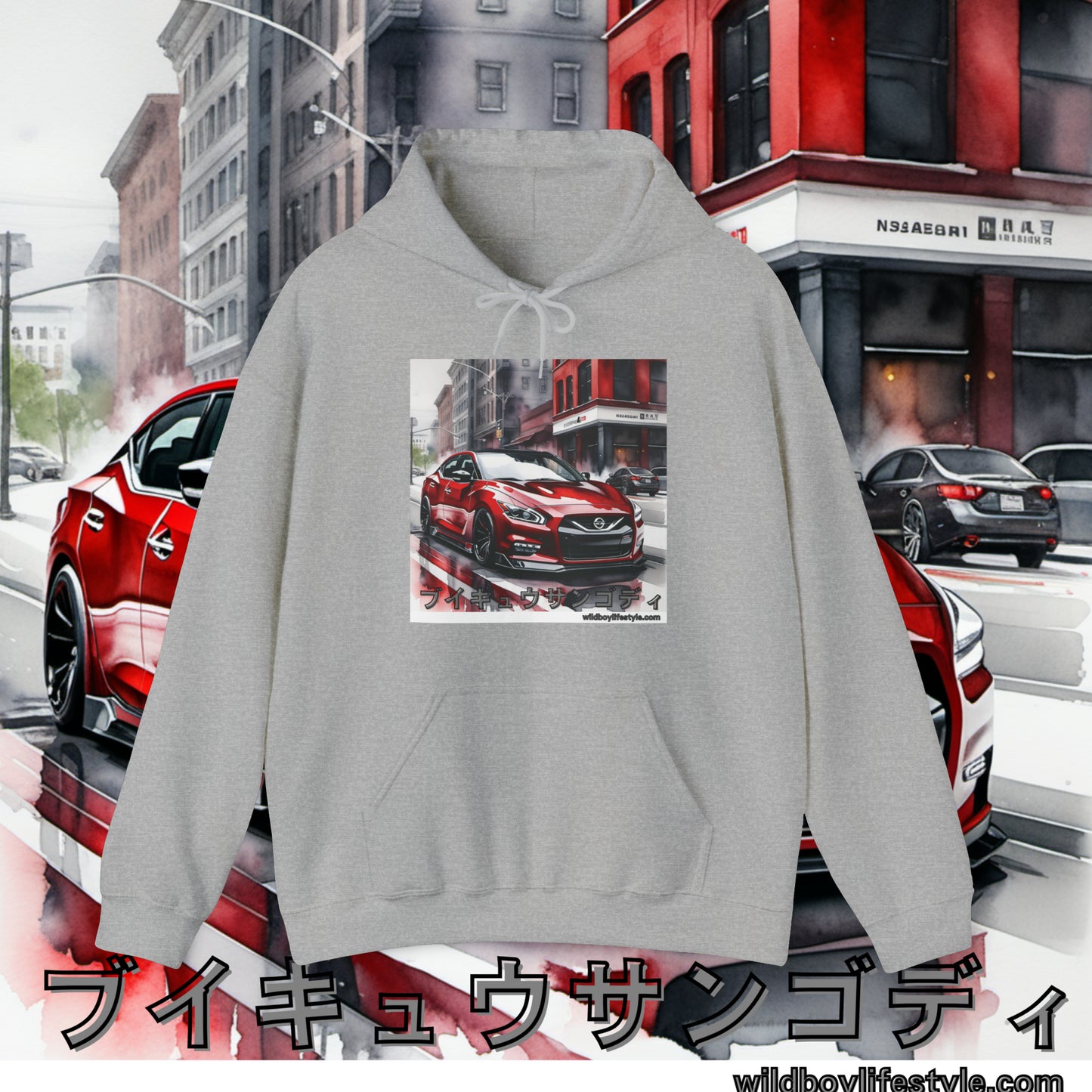 RED 7th GEN MAXIMA in SKETCH CITY - Unisex Heavy Blend™ Hooded Sweatshirt