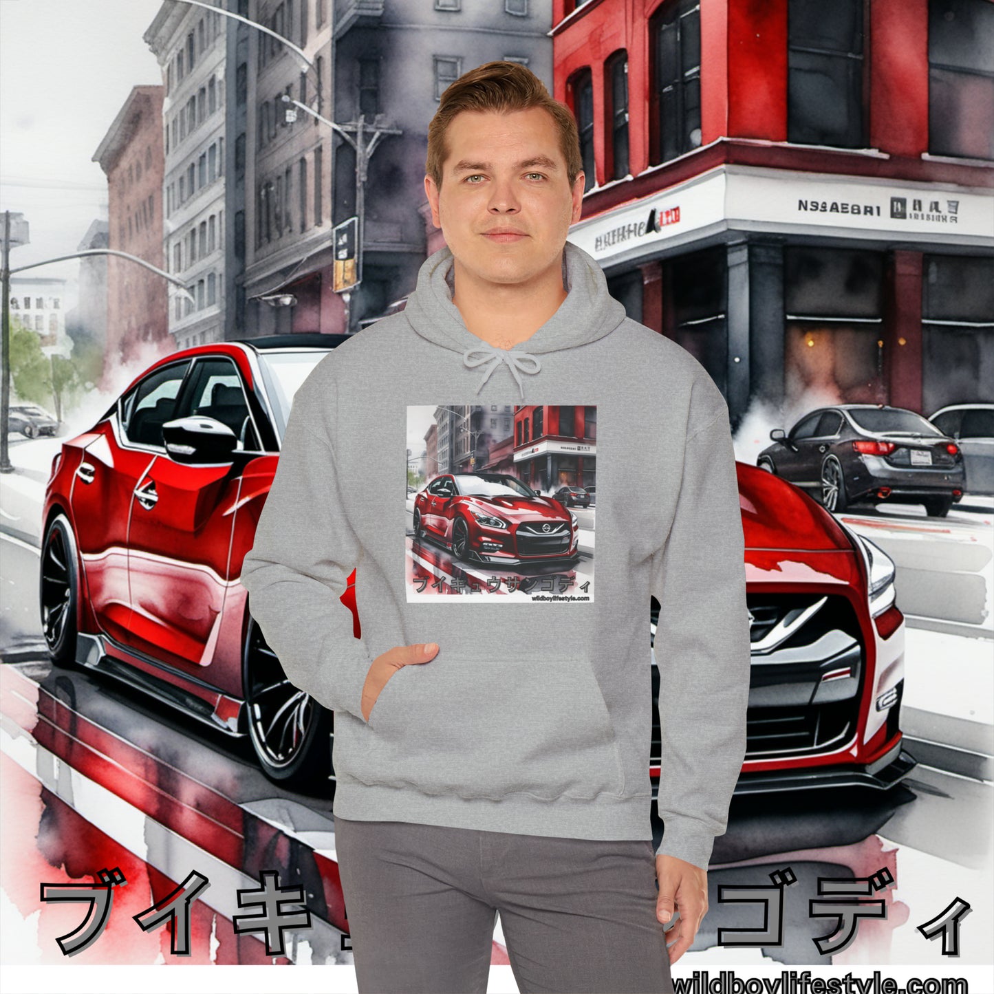 RED 7th GEN MAXIMA in SKETCH CITY - Unisex Heavy Blend™ Hooded Sweatshirt