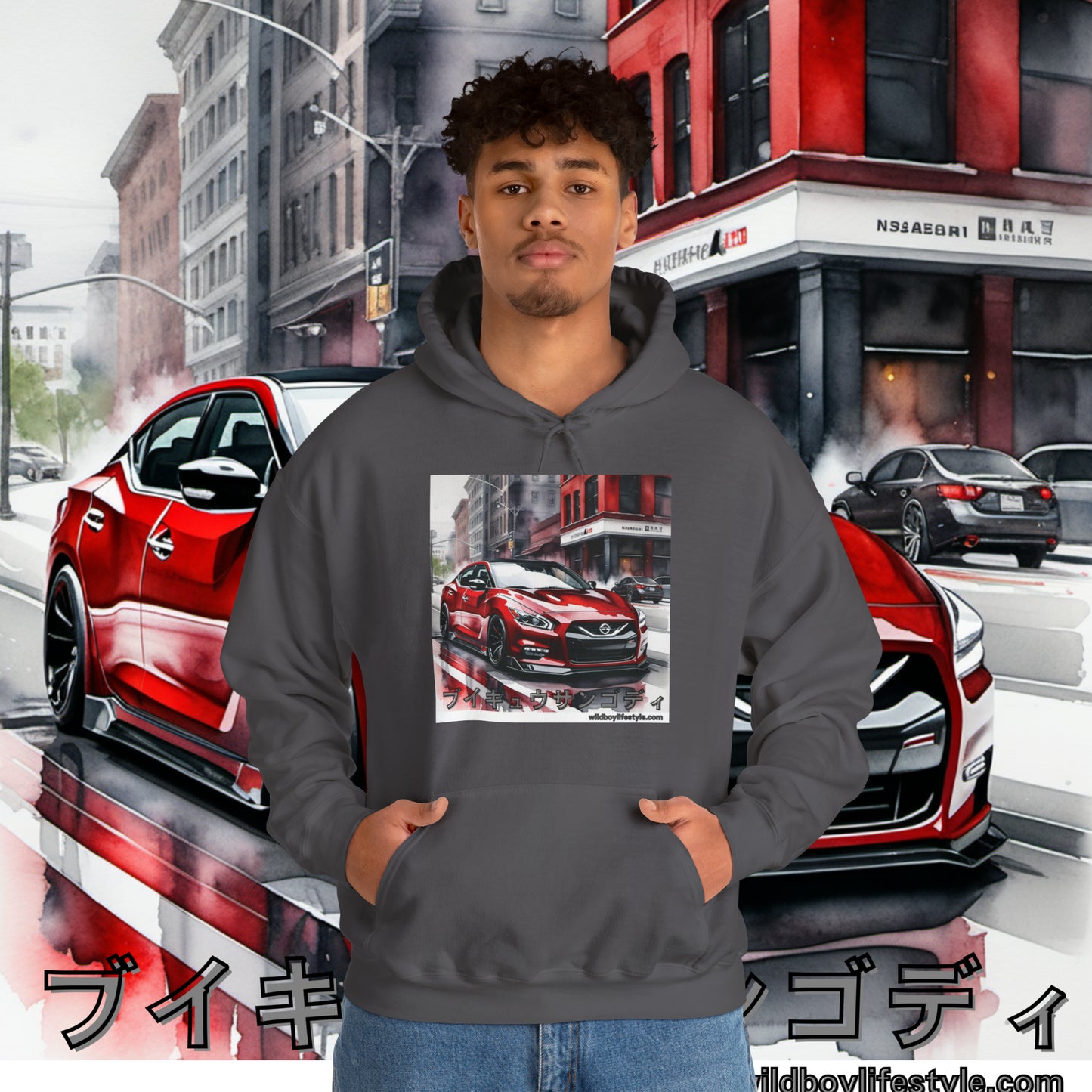 RED 7th GEN MAXIMA in SKETCH CITY - Unisex Heavy Blend™ Hooded Sweatshirt