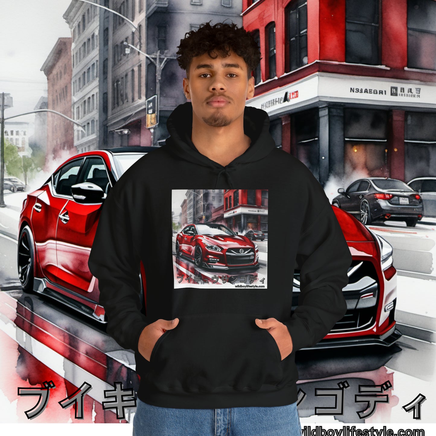 RED 7th GEN MAXIMA in SKETCH CITY - Unisex Heavy Blend™ Hooded Sweatshirt