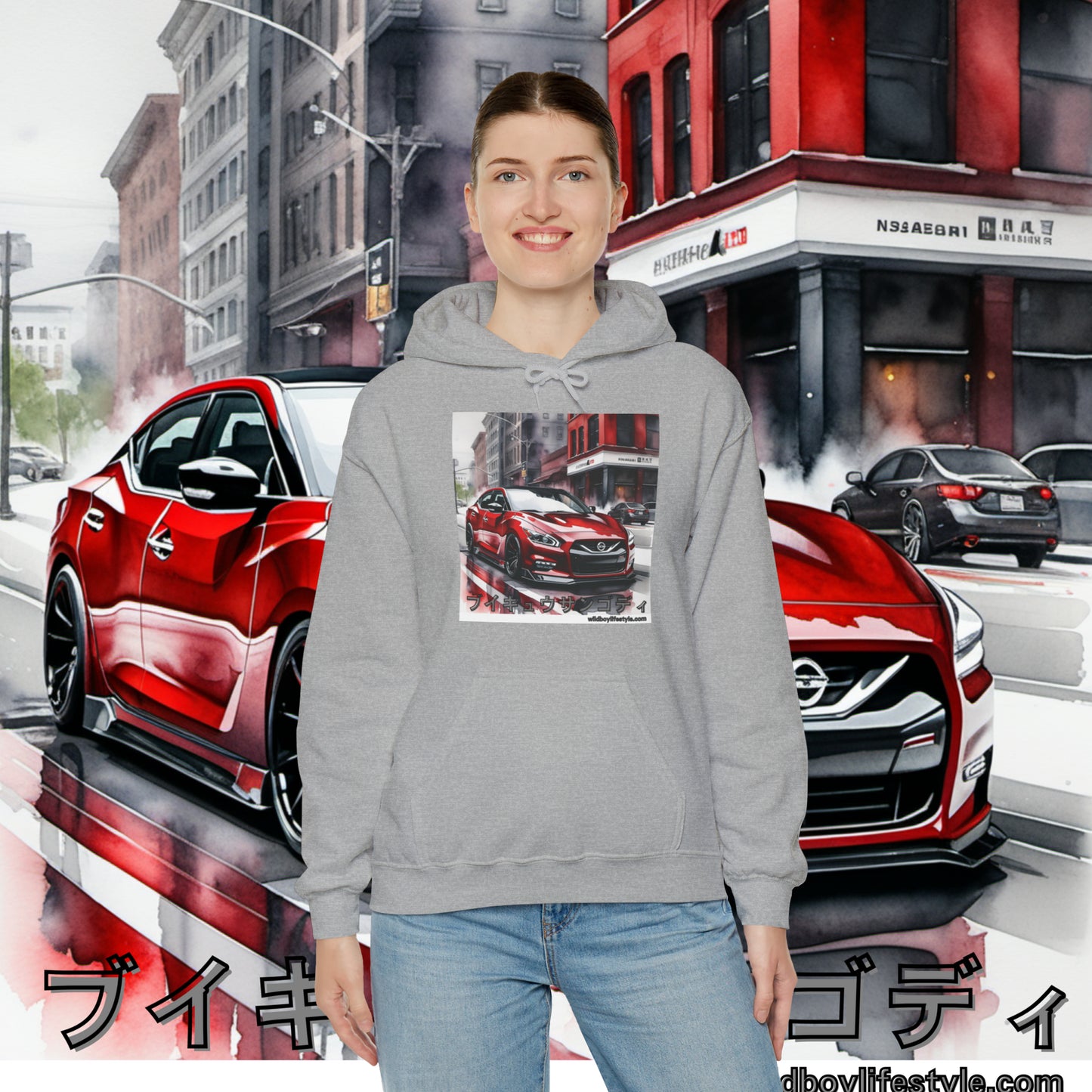 RED 7th GEN MAXIMA in SKETCH CITY - Unisex Heavy Blend™ Hooded Sweatshirt