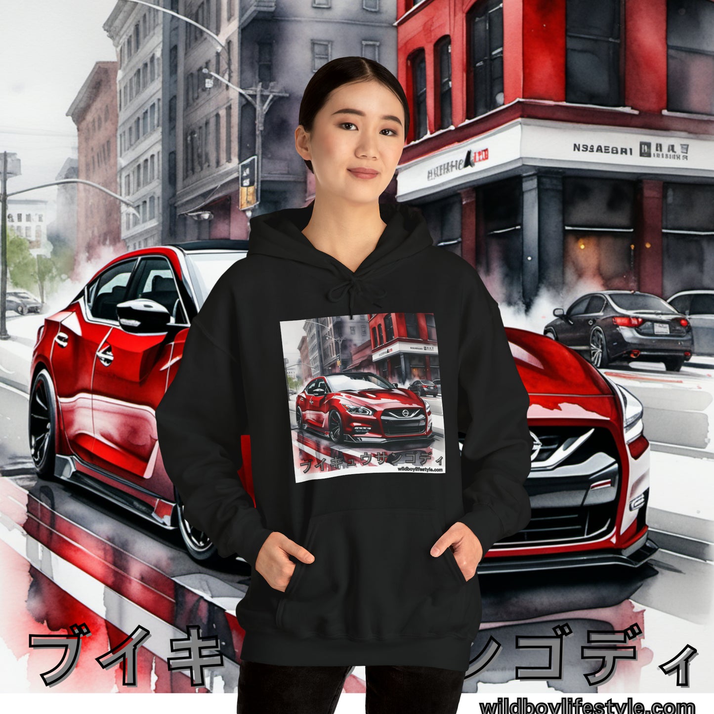 RED 7th GEN MAXIMA in SKETCH CITY - Unisex Heavy Blend™ Hooded Sweatshirt