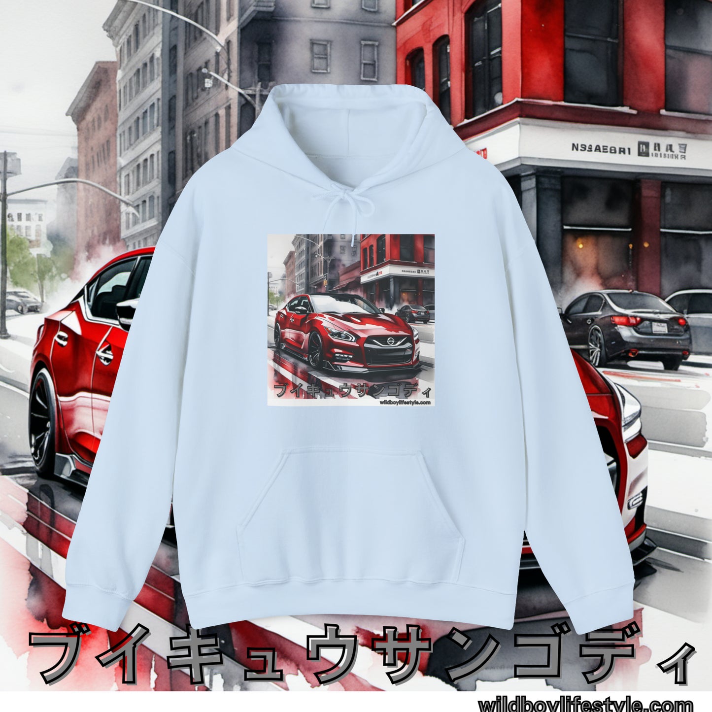 RED 7th GEN MAXIMA in SKETCH CITY - Unisex Heavy Blend™ Hooded Sweatshirt