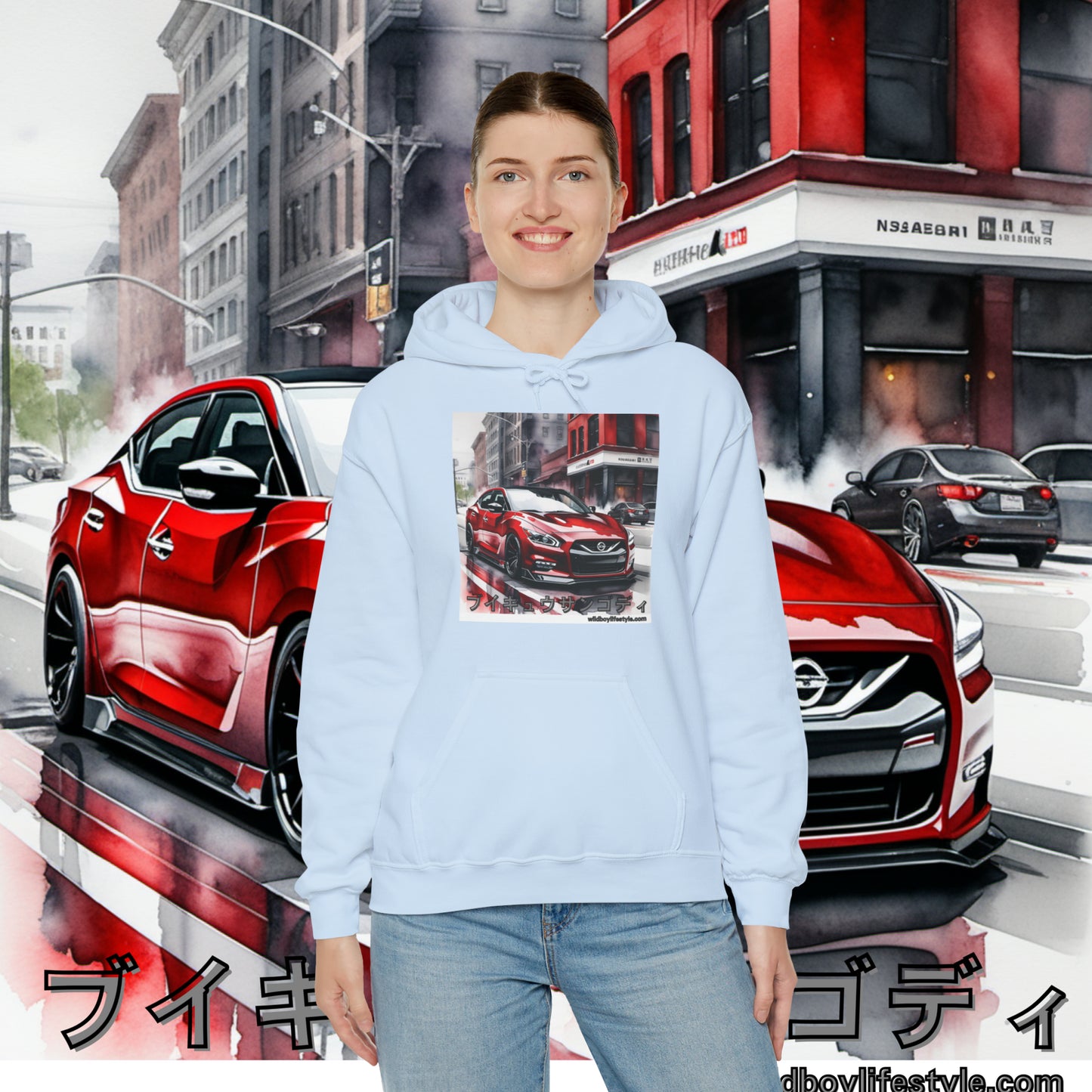 RED 7th GEN MAXIMA in SKETCH CITY - Unisex Heavy Blend™ Hooded Sweatshirt