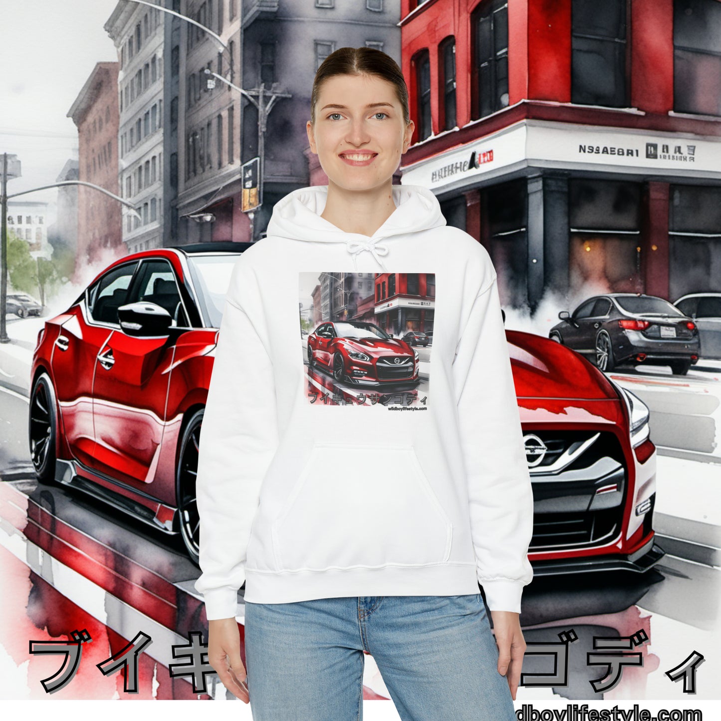 RED 7th GEN MAXIMA in SKETCH CITY - Unisex Heavy Blend™ Hooded Sweatshirt